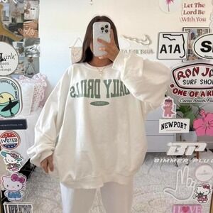 white and green daily drills monogram crewneck sweatshirt